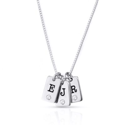 Mirella Initials Charm Diamond Necklace [Sterling Silver]