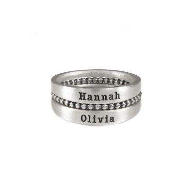 Family Name Rings Stack [Sterling Silver]