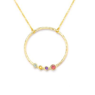 Collar de Piedras de Nacimiento Amor de Madre (Oro Amarillo - Efecto Martillo)