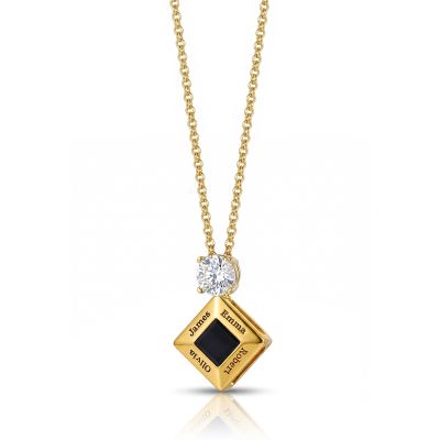 Sacred Diamond Name Necklace with Nano Bible [18K Gold Vermeil]