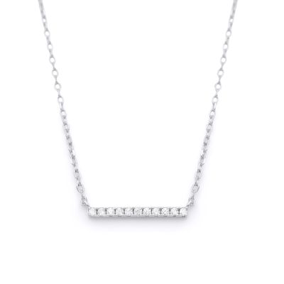 Aurora Pavé Bar Necklace [Sterling Silver]