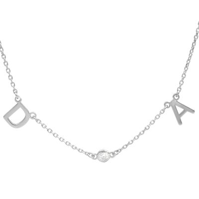 Helena Diamant Initiaal Ketting [Sterling Zilver]