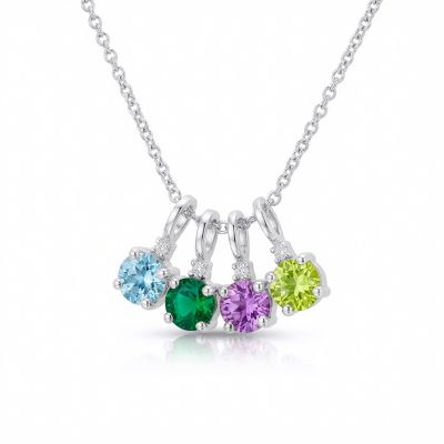 Talisa Stars Birthstone Drop Necklace with Diamonds [Sterling Silver]