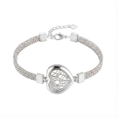 Ties of Heart Map Bracelet with Milanese Chain [Sterling Silver]