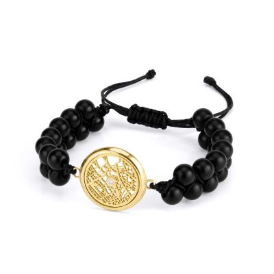 Bracelet Onyx Noir Carte pour Hommes [Vermeil 18ct]