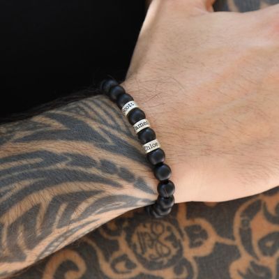 Serene Black Onyx Men Name Bracelet