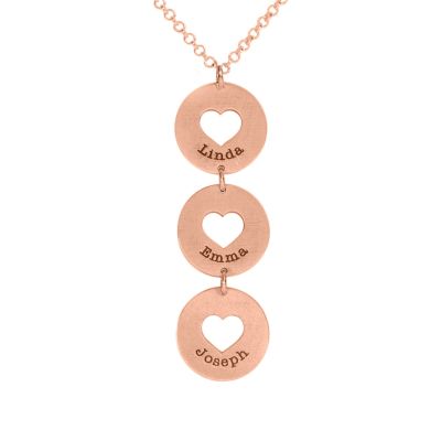 Collier Coeurs Ouverts avec Noms [Plaqué Or Rose 18ct]