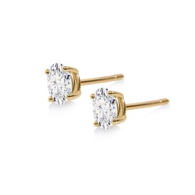 Oval Diamond Stud Earrings - 0.6 ct [14 Karat Gold]