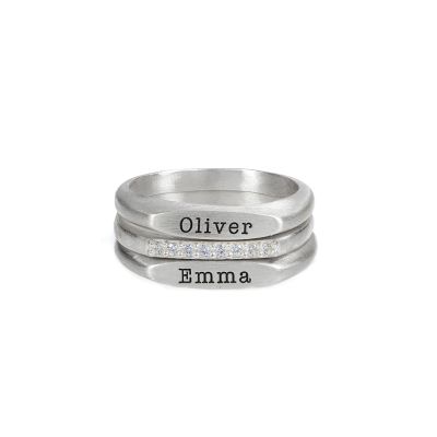 SIlver Name Rings with Kids Names