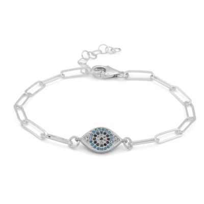 Paperclip Style Hera Evil Eye Bracelet [Sterling Silver]