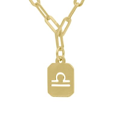 Zodiac Sign Necklace with Paperclip Chain [18K Gold Vermeil]