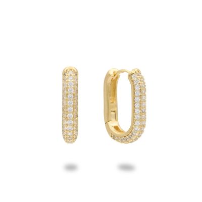 Pavé U Hoop Earrings [18K Gold Vermeil]