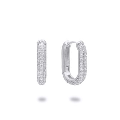 Pavé U Hoop Earrings [Sterling Silver]