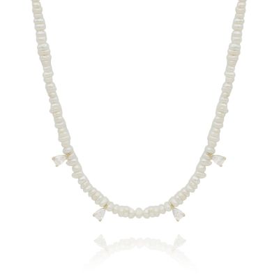 Pearl Charm Necklace With Crystals