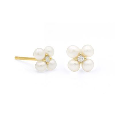 Four Leaf Pearl Clover Earrings [18K Gold Vermeil]