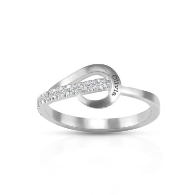 Ties Of Love Engraved Diamond Ring [Sterling Silver]