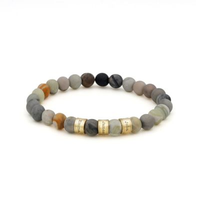 Picasso Jasper Men Name Bracelet [10 Karat Gold]