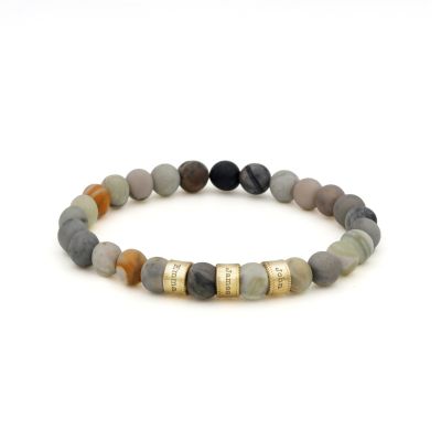 Picasso Jasper Women Name Bracelet [10 Karat Gold]