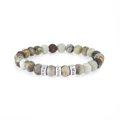 Picasso Jasper Women Name Bracelet with Diamonds [Sterling Silver]