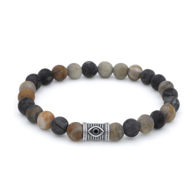 Bracelet Jaspe Picasso avec Œil du Mal pour Homme