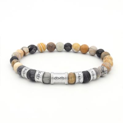Picasso Jasper Infinity Women Name Bracelet [Silver]