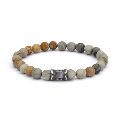 Picasso Jasper Women Bracelet with Nano Bible [Silver]