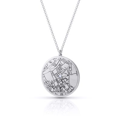 Precious Spot Engraved Map Necklace [Sterling Silver]