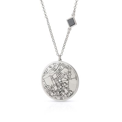 Collier Carte Précieuse Gravée avec Nano Bible [Argent 925]