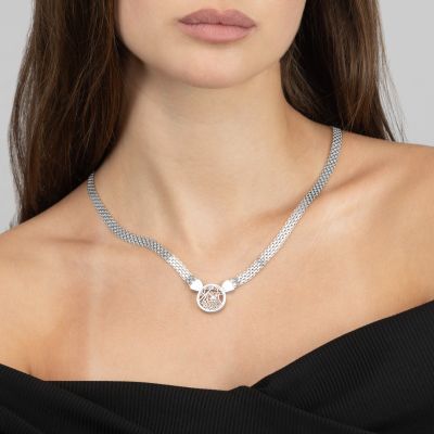 Precious Spot Map Necklace with Milanese Chain [Sterling Silver]