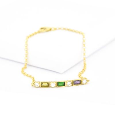 Personalized Birthstone Bracelet (Gold Plated) 