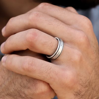 Classic Coordinates Ring for Men - Sterling Silver