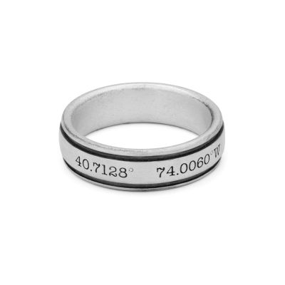 Bague Coordonnées Classiques pour Homme - Argent 925