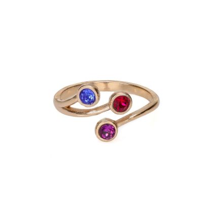 Roots Of Love Ring – 3 Stones [Rose Gold Plated]