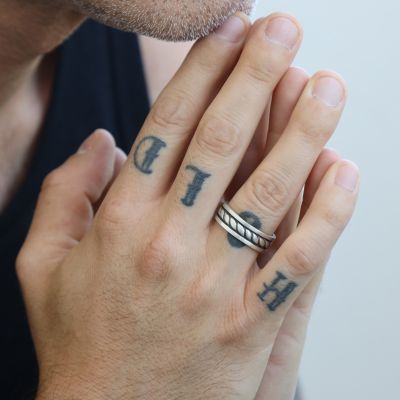 Rope Name Ring for Men - Sterling Silver