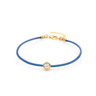 Scarlet Diamond Bracelet - Blue Cord [14 Karat Gold]