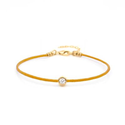 Scarlet Diamond Bracelet - Orange Cord [18K Gold Vermeil]