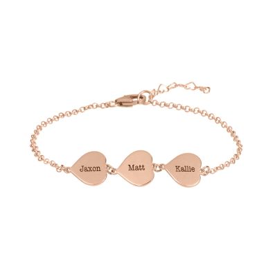 Pulsera de Set de Corazones con Nombre [Bañada en Oro Rosa de 18K]