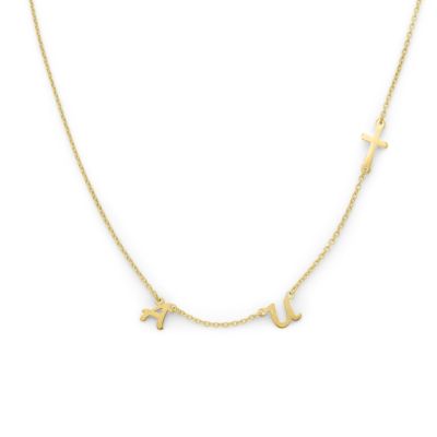 Seitliche Kreuzkette mit Initialen [750er Gold Vermeil]