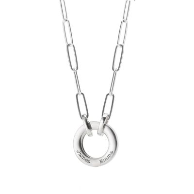 Helena Circle Link Chain Name Necklace [Sterling Silver]