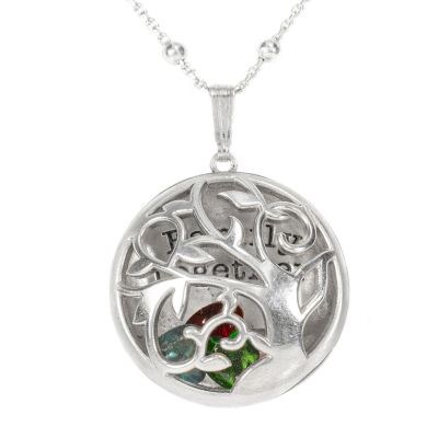 Collier Arbre de Vie avec Prénoms et Pierres de Naissance [Argent 925] 