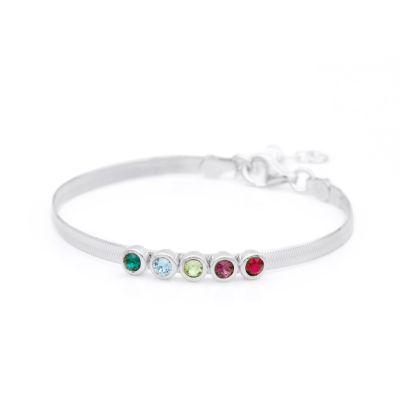 Bracelet à Chevrons avec Pierres de Naissance [Argent 925]