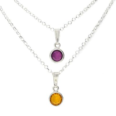 Carina Layered Birthstone Necklace [Sterling Silver]