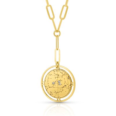 Zodiac Diamonds Sky Map Necklace - Styled Link Chain [18K Gold Vermeil]