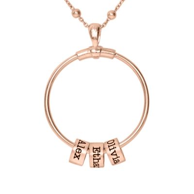 Family Circle Name Necklace [18K Rose Gold Plated]
