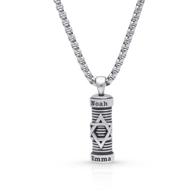 Star of David Bar Name Necklace For Men - Sterling Silver