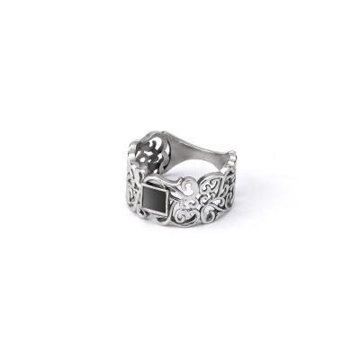 Ornate Ring with Nano Bible [Sterling Silver]