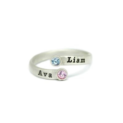 Bague de Promesse Cygne avec Pierres de Naissance [Argent 925]