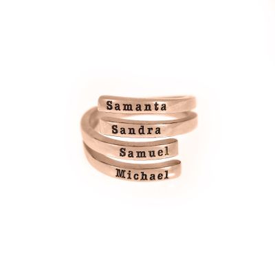 Swan Name Ring - 4 Names [18K Rose Gold Plated]