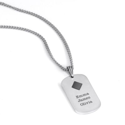 Collier Plaque Gravée pour Hommes avec Nano Bible  [Argent 925]
