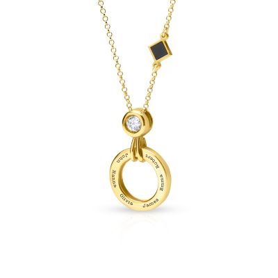 Talisa Circle Engraved Necklace with 1ct Diamond and Nano Bible [18K Gold Vermeil]